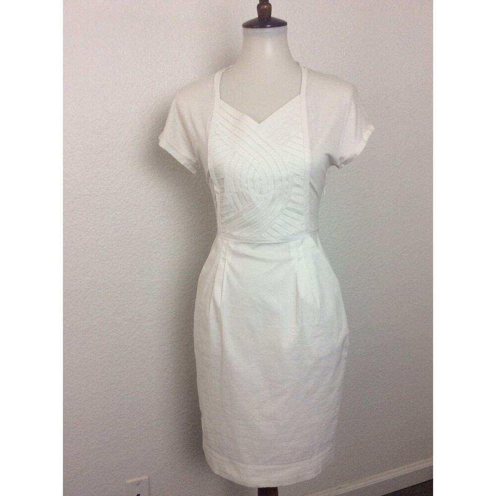BCBGMAXAZRIA Bodycon Sheath Dress Pintuck Pleated Doree